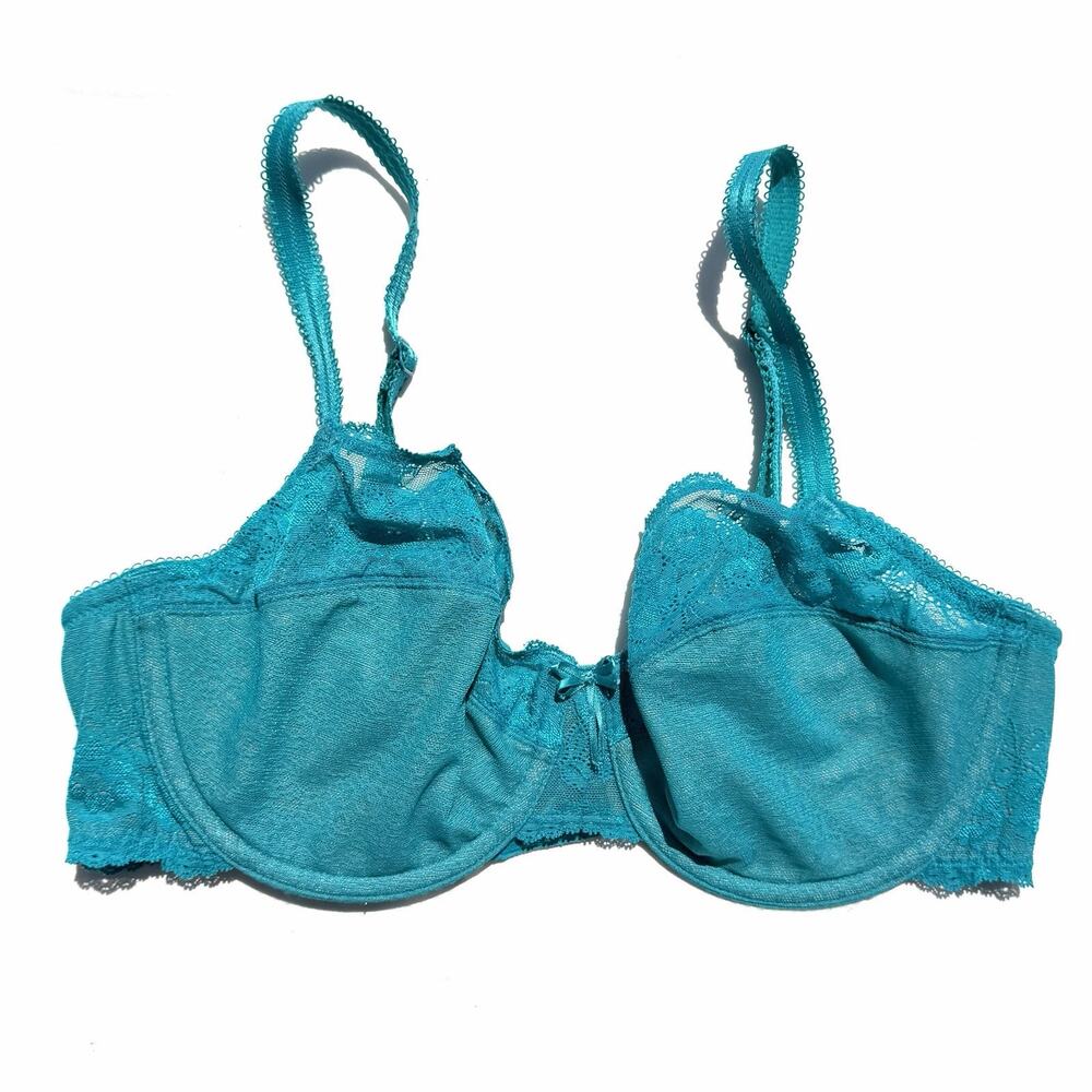 Wacoal The Insider Lace Underwire Bra 34DD Teal Blue 851212